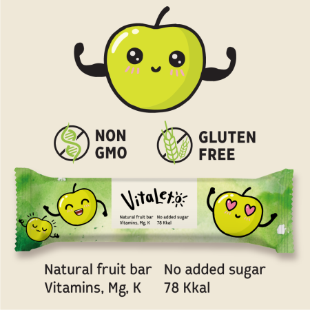 Батончик фруктово-злаковый VitaLeto "Яблочный микс", 30 шт. х 30 г