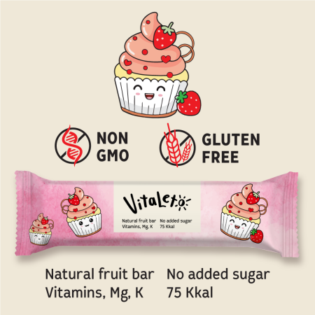 Батончик фруктово-злаковый VitaLeto "Клубничный десерт", 30 шт. х 30 г