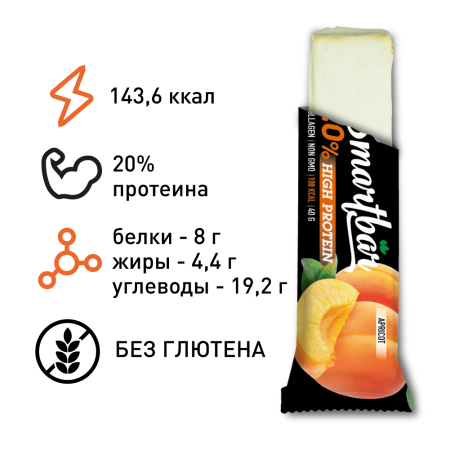 Батончик протеиновый SmartBar Protein "Абрикос в йогуртовой глазури", 6 шт. х  40 г