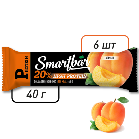 Батончик протеиновый SmartBar Protein "Абрикос в йогуртовой глазури", 6 шт. х  40 г
